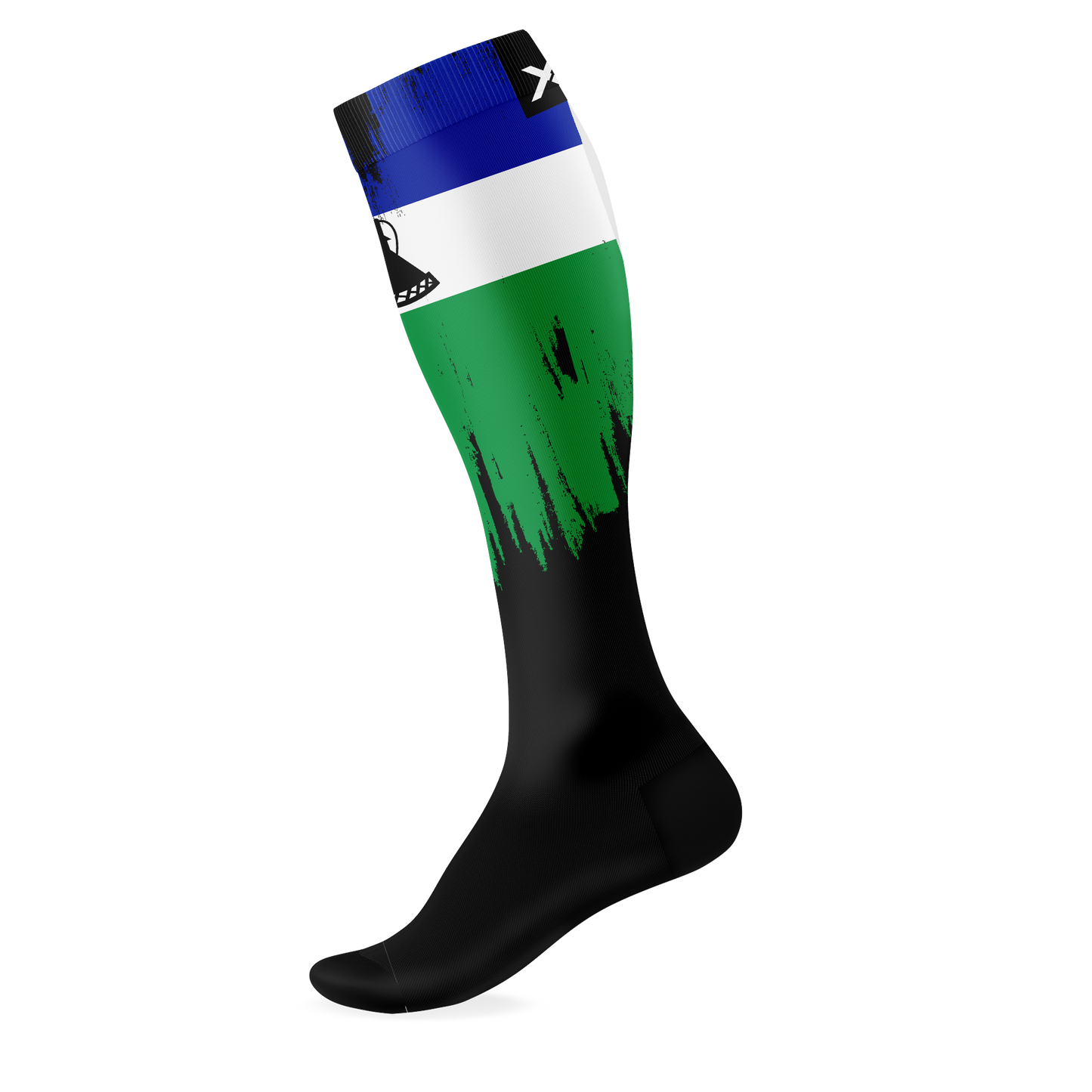 Lesotho Splash Black Knee High Socks