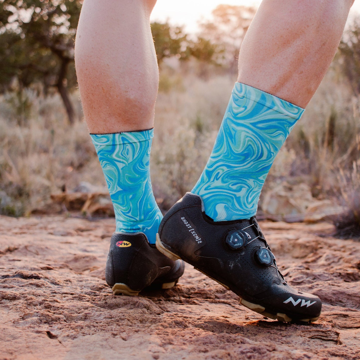 Marble Blue Casual Crew Socks